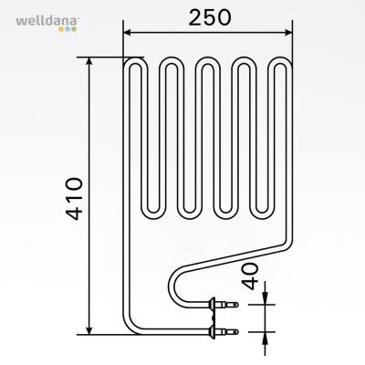 Sauna element 1500W, 230V Terminaler i siden.