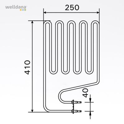 Sauna element 2000W, 230V Terminaler i siden.