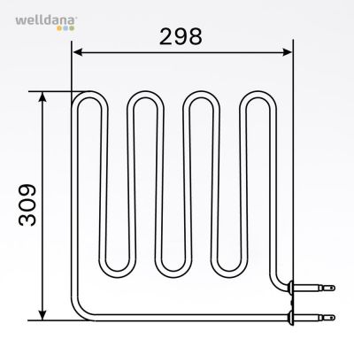 Sauna Element 2000W, 230V Terminaler i siden.