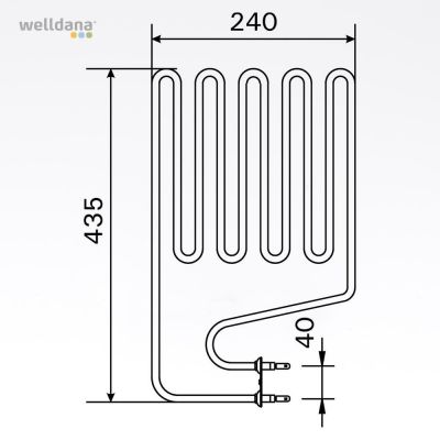 Sauna element 2150W, 230V Terminaler i siden.