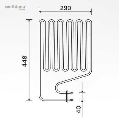 Sauna element 2500W, 230V Terminaler i siden.