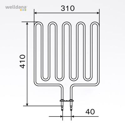 Sauna element 2670W, 240V Terminaler i bunden.