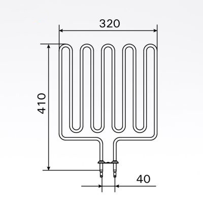 Sauna element 2500W, 230V Terminaler i bunden.